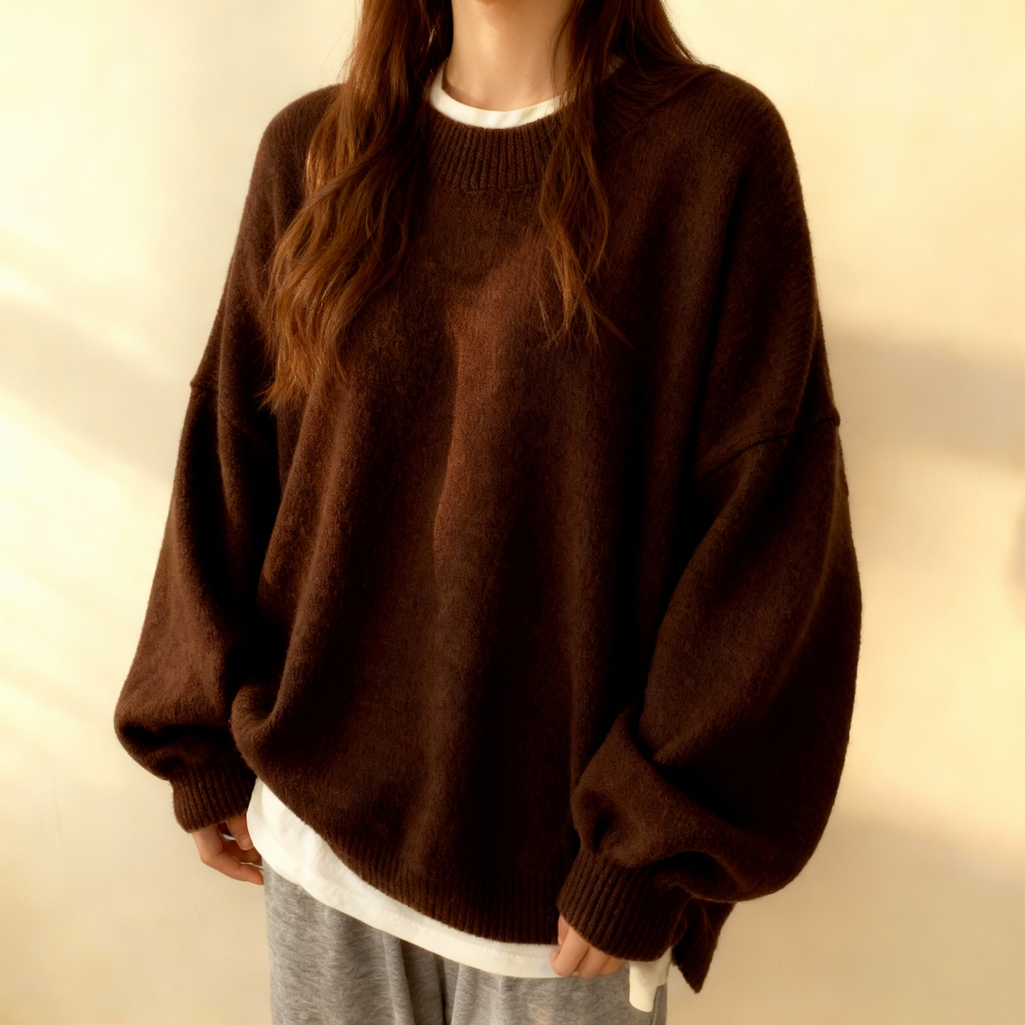 Suéter coreano de forro polar extragrande